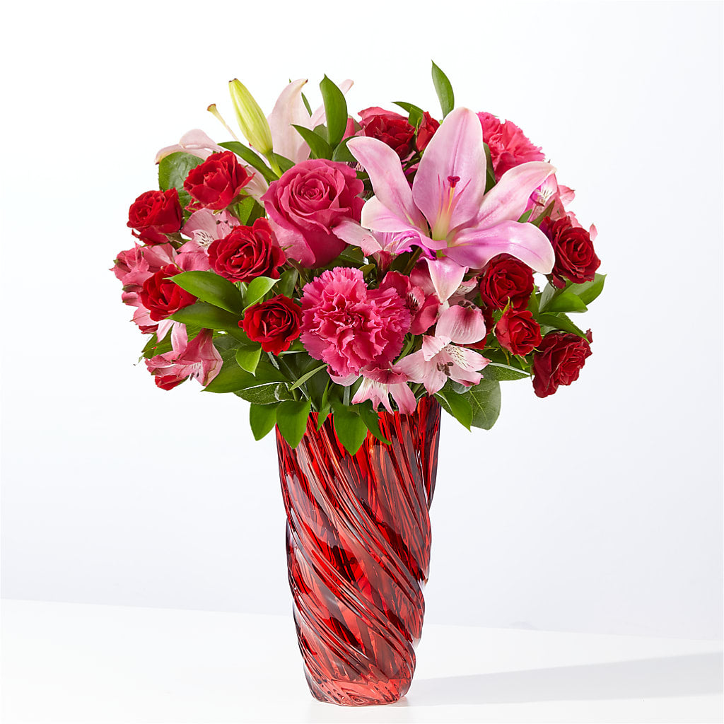 In Love Bouquet with Luxe Swirl Vase – MOORE'S FLOWERS & GIFTS, Fayette AL