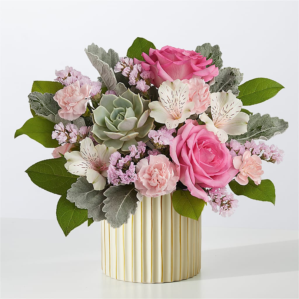 Dusty Rose Bouquet with Ivory Vase – MOORE'S FLOWERS & GIFTS, Fayette AL