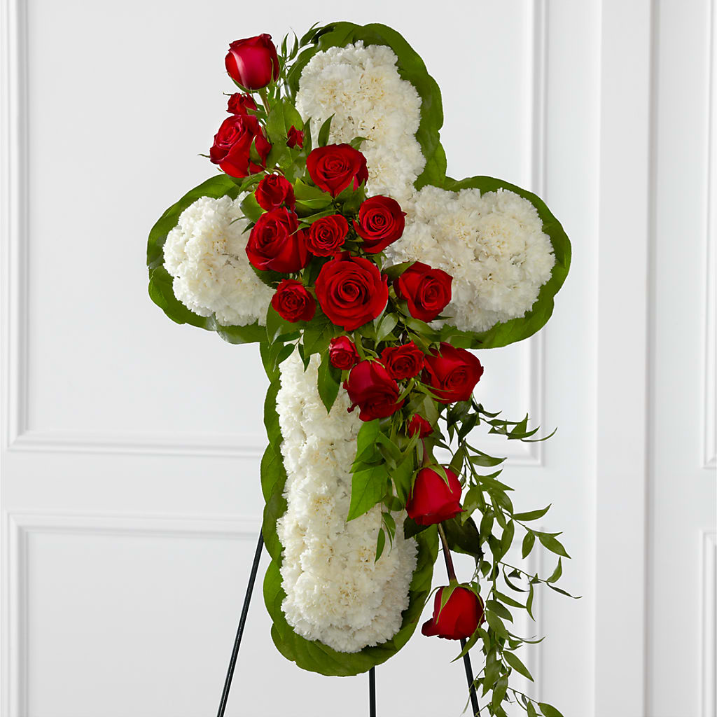 Floral Cross Easel – MOORE'S FLOWERS & GIFTS, Fayette AL