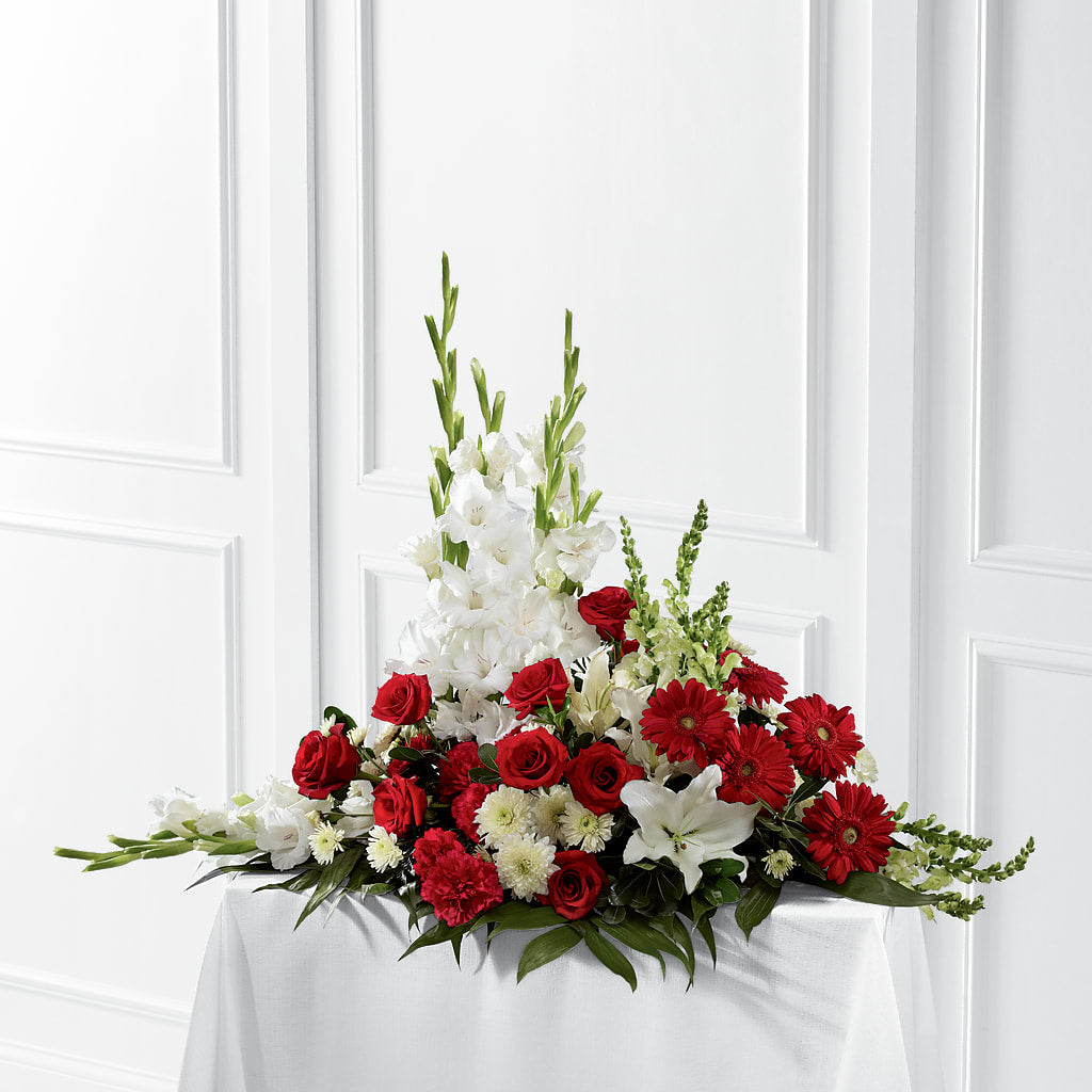 Crimson & White Arrangement – MOORE'S FLOWERS & GIFTS, Fayette AL