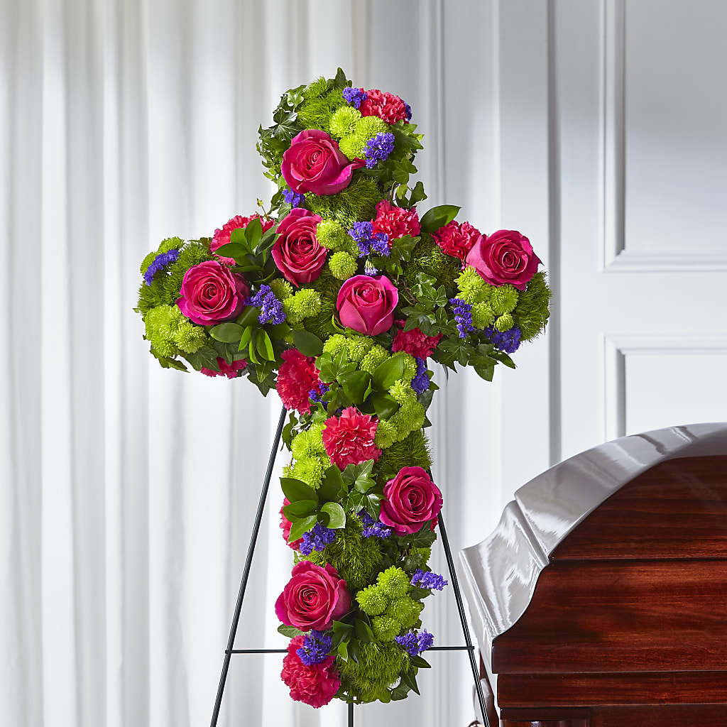 Tribute Rose Floral Cross – MOORE'S FLOWERS & GIFTS, Fayette AL