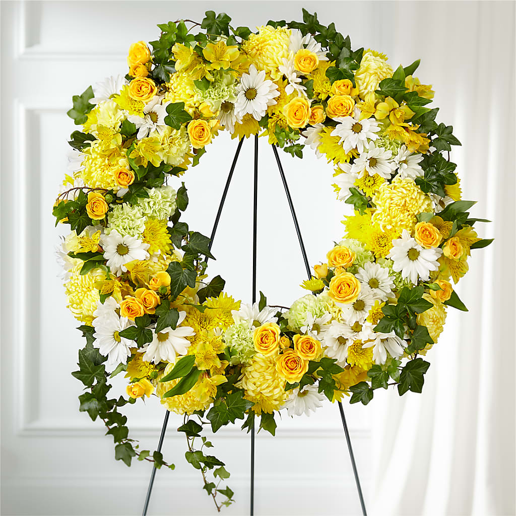 Golden Remembrance Wreath – MOORE'S FLOWERS & GIFTS, Fayette AL