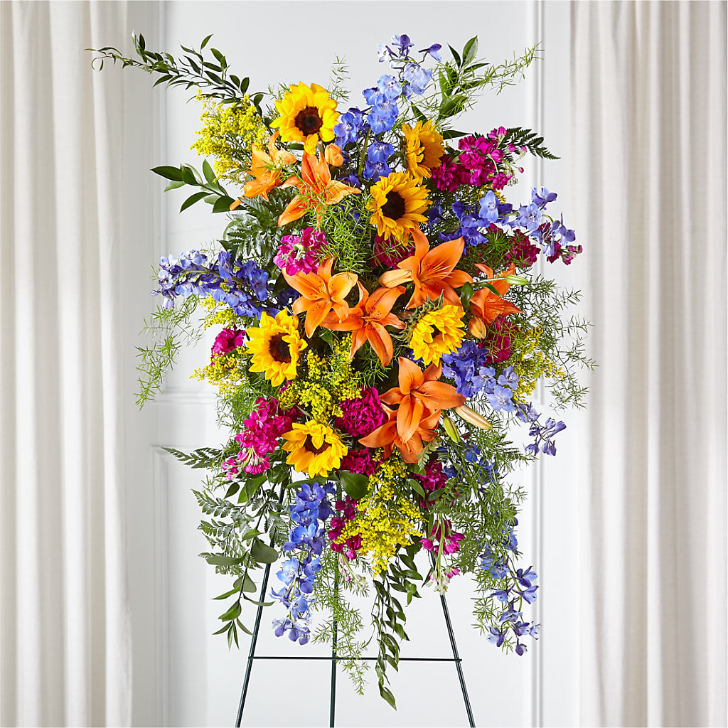 Sunlit Memories Standing Spray (Standard) – MOORE'S FLOWERS & GIFTS, Fayette AL