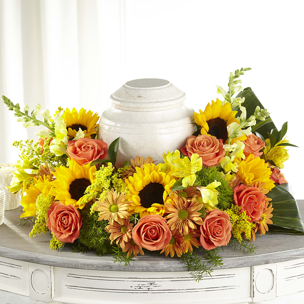 Faithful Sunflower Cremation Adornment – MOORE'S FLOWERS & GIFTS, Fayette AL