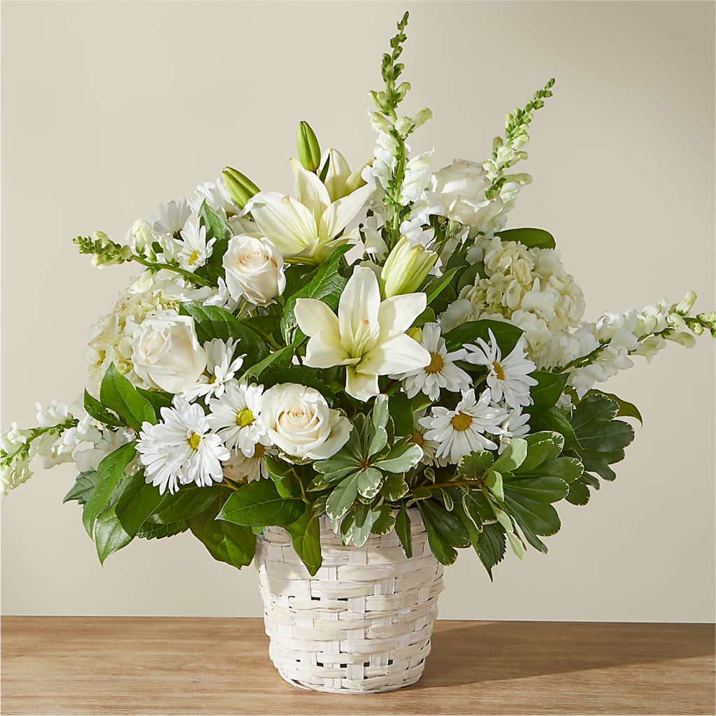Ivory Elegance Floral Basket – MOORE'S FLOWERS & GIFTS, Fayette AL