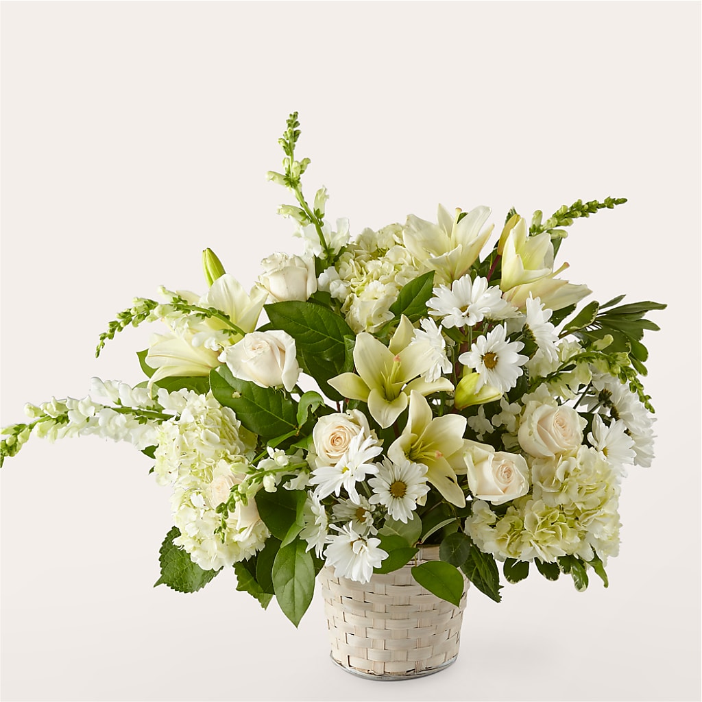 Ivory Elegance Floral Basket – MOORE'S FLOWERS & GIFTS, Fayette AL