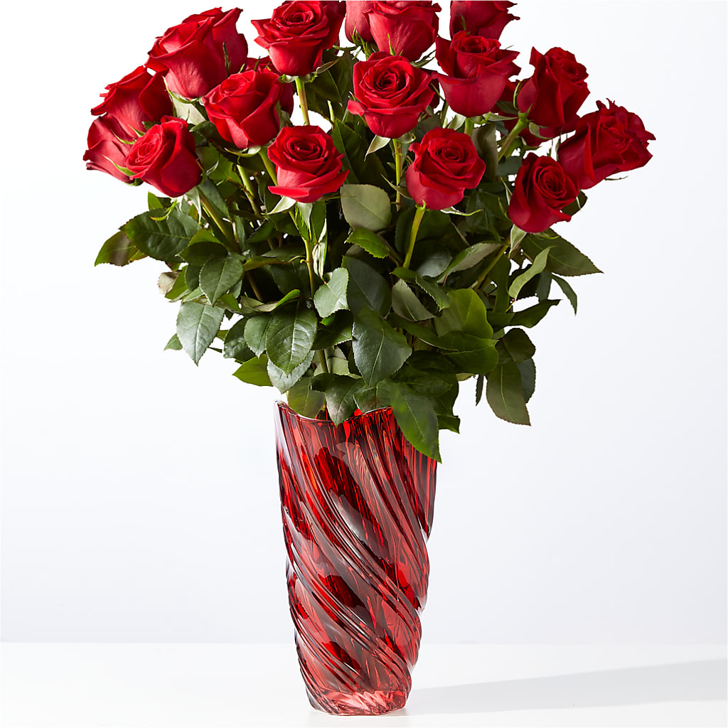 Classic Love Red Rose Bouquet with Luxe Swirl Vase – MOORE'S FLOWERS & GIFTS, Fayette AL