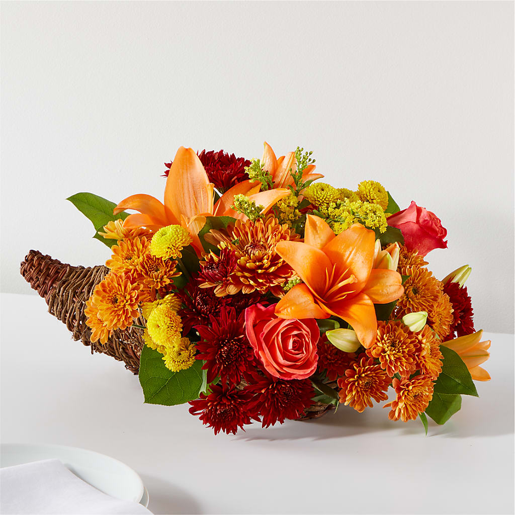 Bouquet of Blessings Cornucopia – MOORE'S FLOWERS & GIFTS, Fayette AL