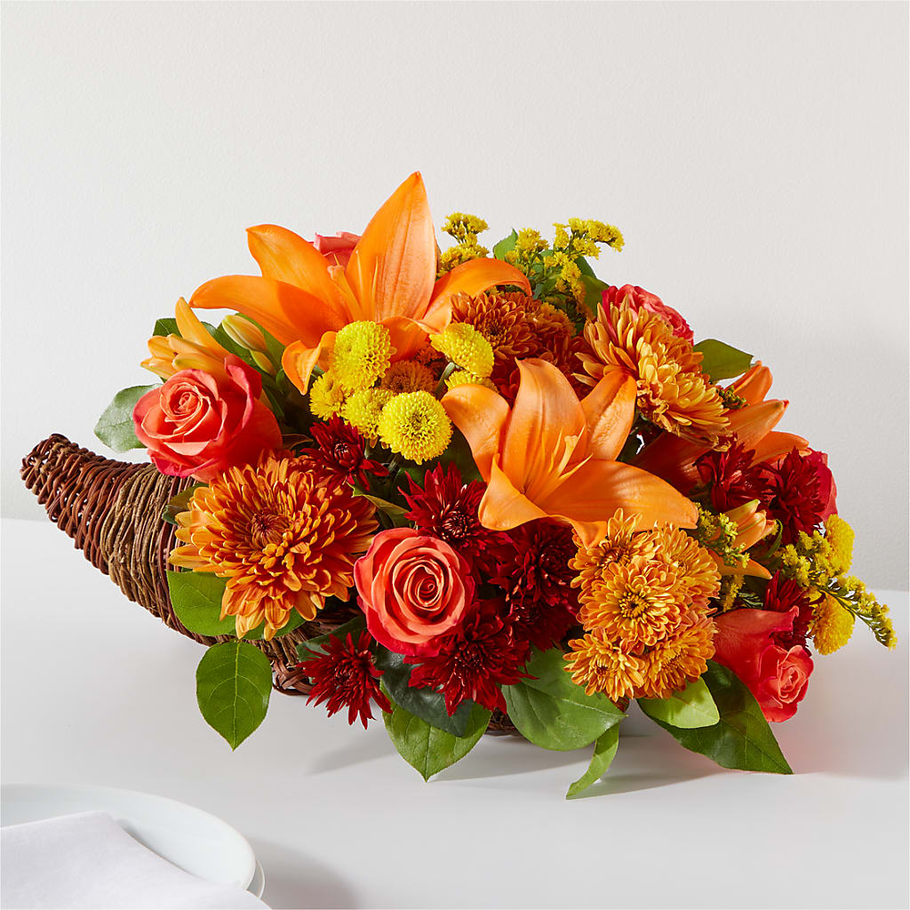 Bouquet of Blessings Cornucopia – MOORE'S FLOWERS & GIFTS, Fayette AL