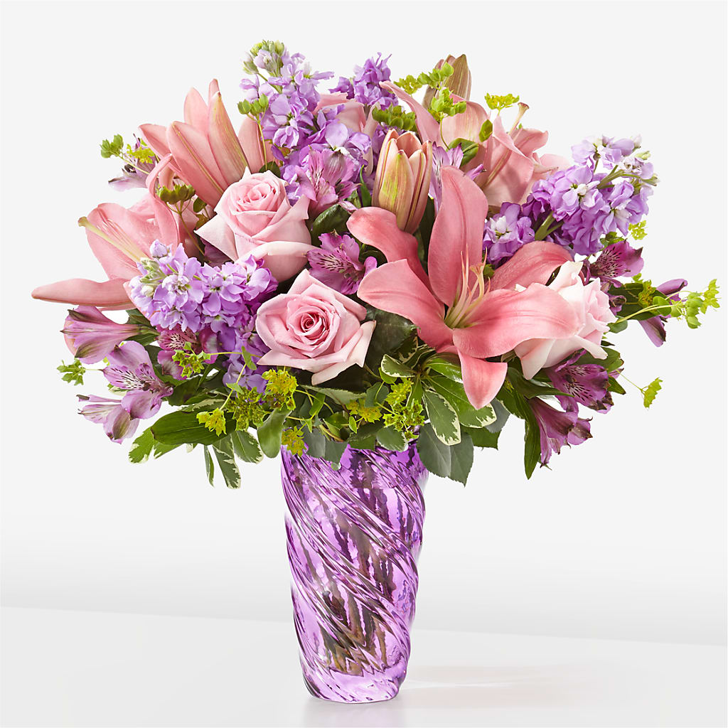 Precious Petals Bouquet with Luxe Swirl Vase – MOORE'S FLOWERS & GIFTS, Fayette AL