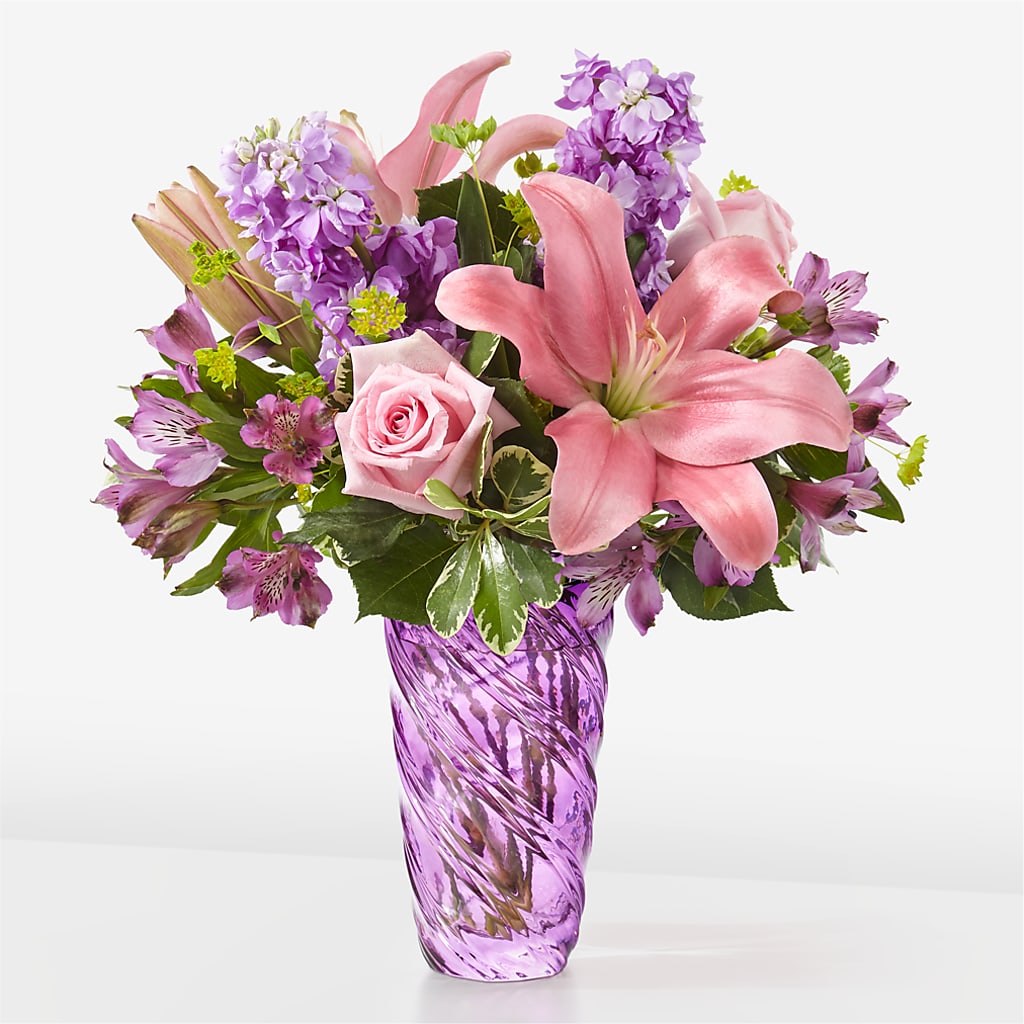 Precious Petals Bouquet with Luxe Swirl Vase – MOORE'S FLOWERS & GIFTS, Fayette AL