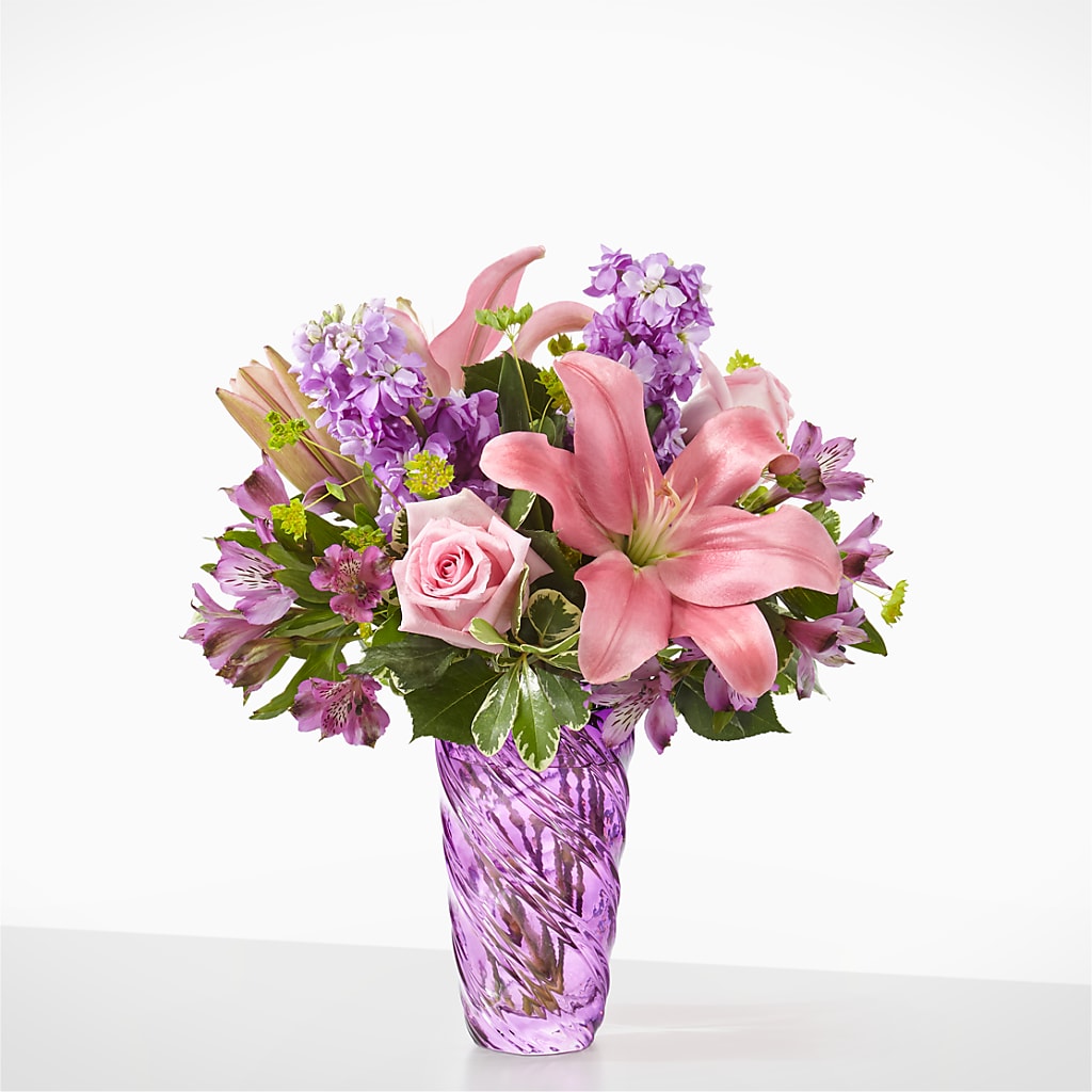 Precious Petals Bouquet with Luxe Swirl Vase – MOORE'S FLOWERS & GIFTS, Fayette AL