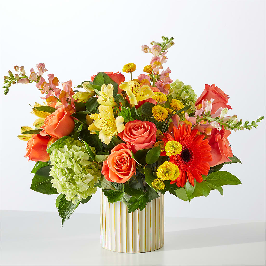 Autumn Sunshine Bouquet with Ivory Vase – MOORE'S FLOWERS & GIFTS, Fayette AL