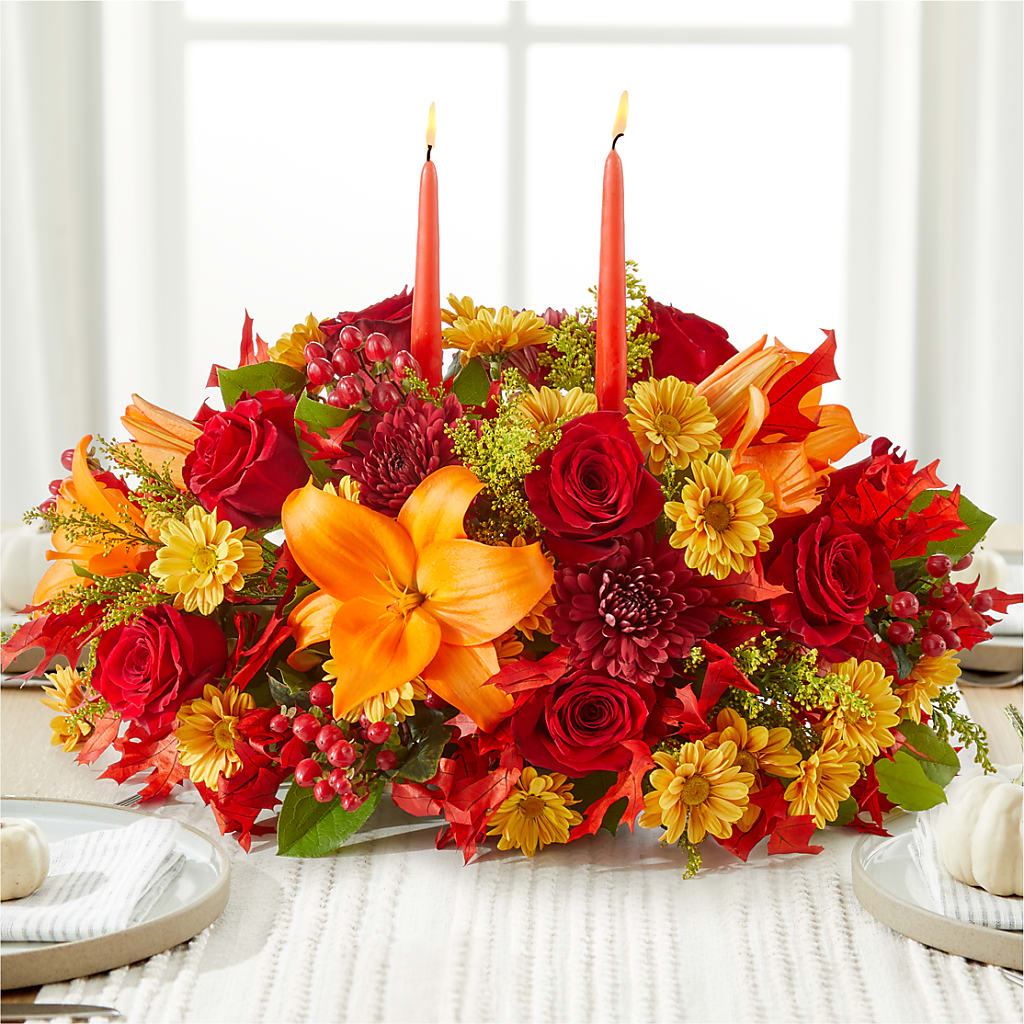 Autumn's Embrace Centerpiece – MOORE'S FLOWERS & GIFTS, Fayette AL
