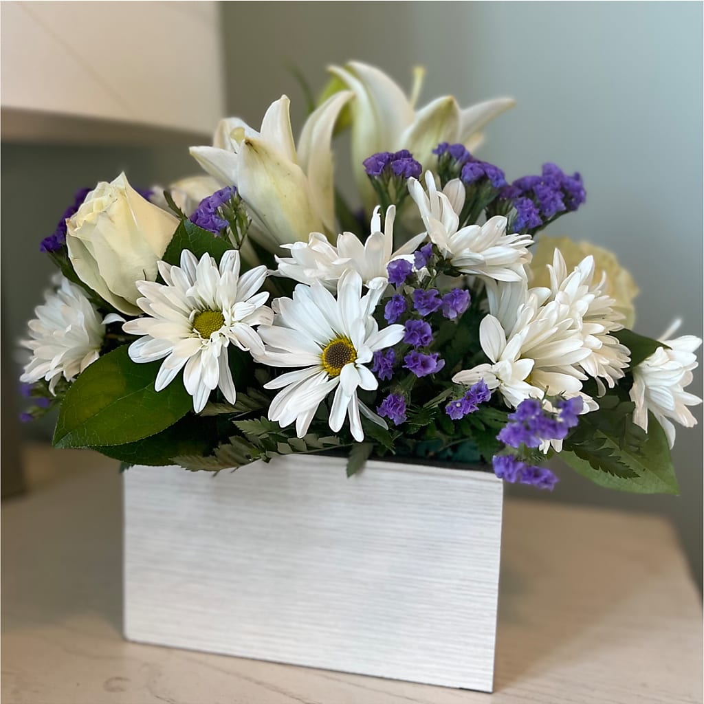 Beyond Blue Box Bouquet – MOORE'S FLOWERS & GIFTS, Fayette AL