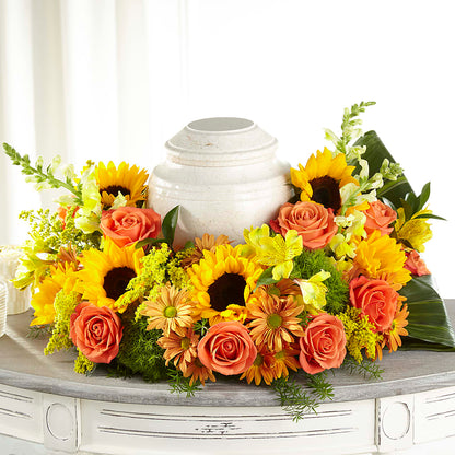 Faithful Sunflower Cremation Adornment – MOORE'S FLOWERS & GIFTS, Fayette AL