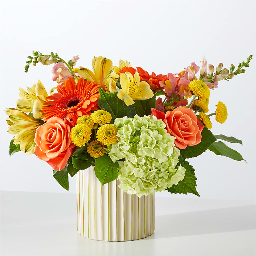 Autumn Sunshine Bouquet with Ivory Vase – MOORE'S FLOWERS & GIFTS, Fayette AL