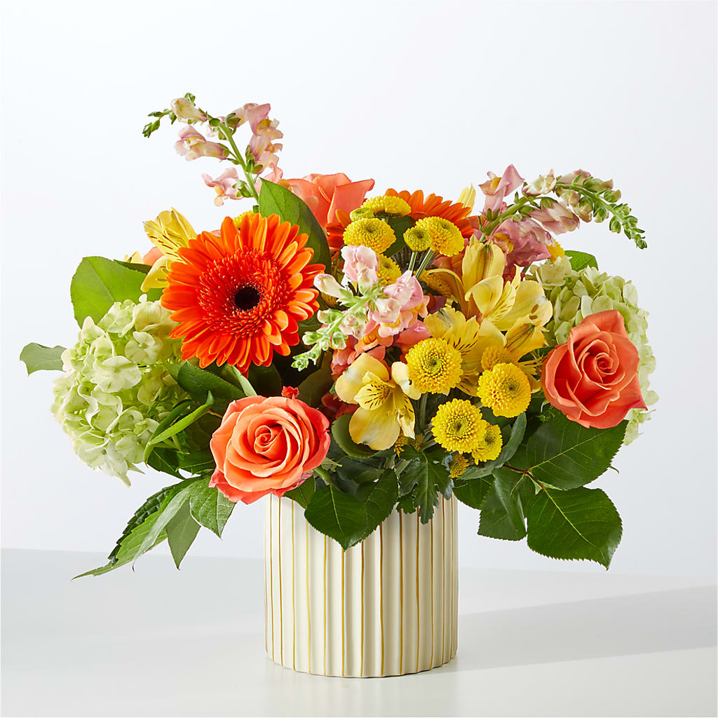Autumn Sunshine Bouquet with Ivory Vase – MOORE'S FLOWERS & GIFTS, Fayette AL