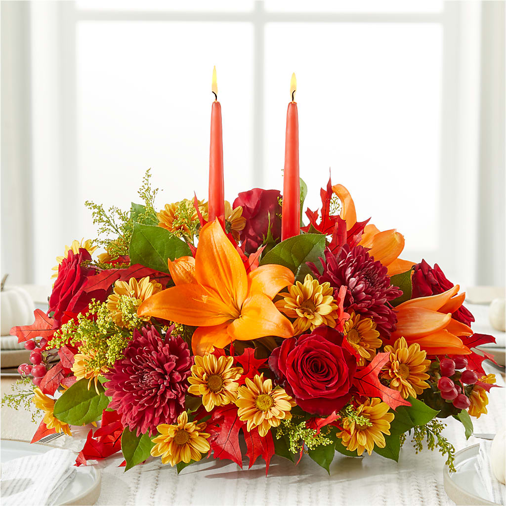 Autumn's Embrace Centerpiece – MOORE'S FLOWERS & GIFTS, Fayette AL