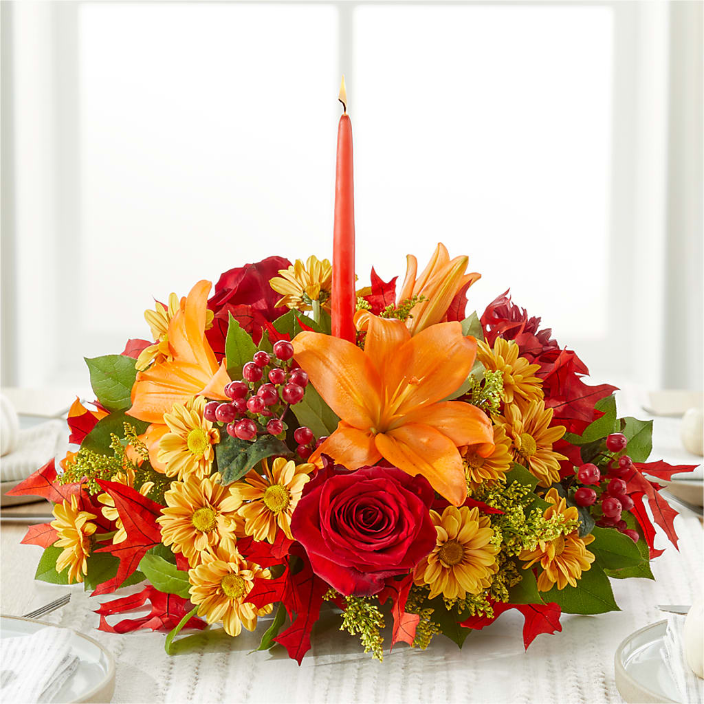 Autumn's Embrace Centerpiece – MOORE'S FLOWERS & GIFTS, Fayette AL