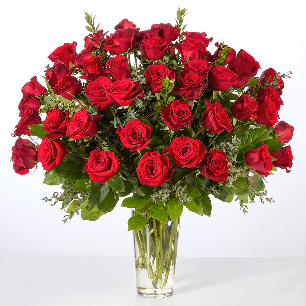 Forever Yours Fifty Stem Red Rose Bouquet – MOORE'S FLOWERS & GIFTS, Fayette AL