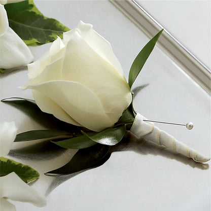 White Rose Boutonniere – MOORE'S FLOWERS & GIFTS, Fayette AL